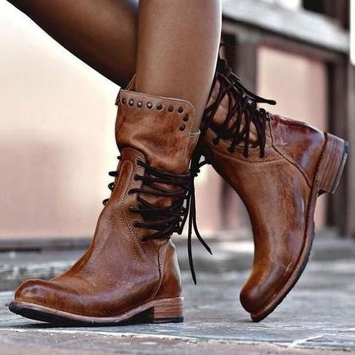 Sara | Leather Lace-Up Boots