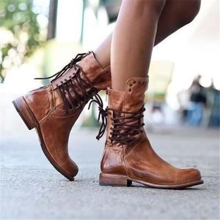 Sara | Leather Lace-Up Boots