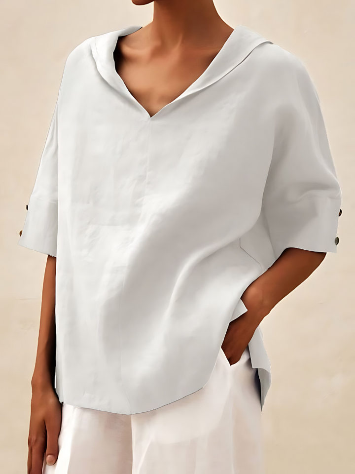 Selena - V-neck Casual Linen Shirt