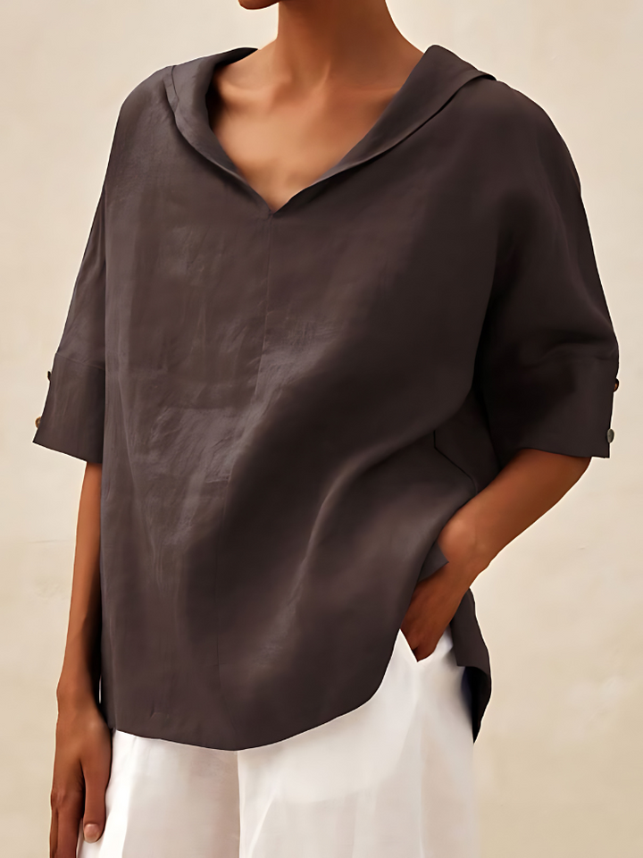 Selena - V-neck Casual Linen Shirt