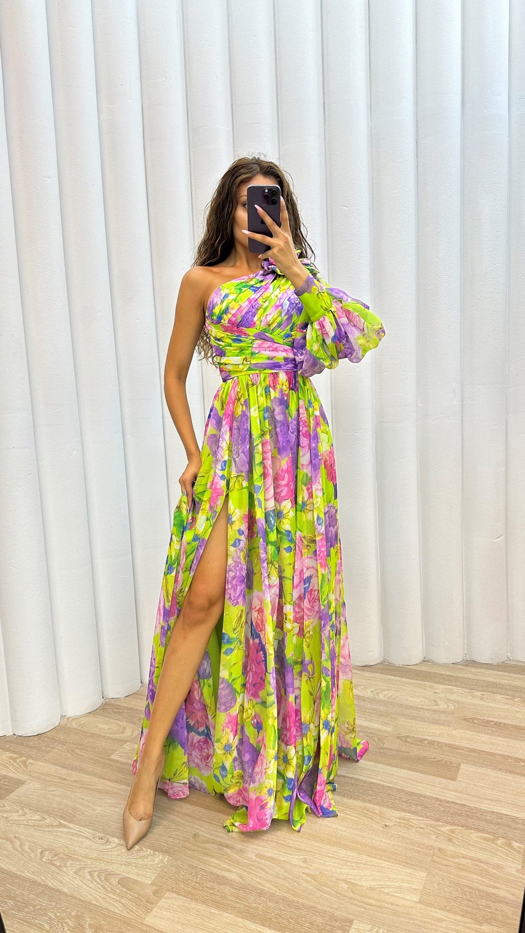 Amie | Floral One Shoulder Dress