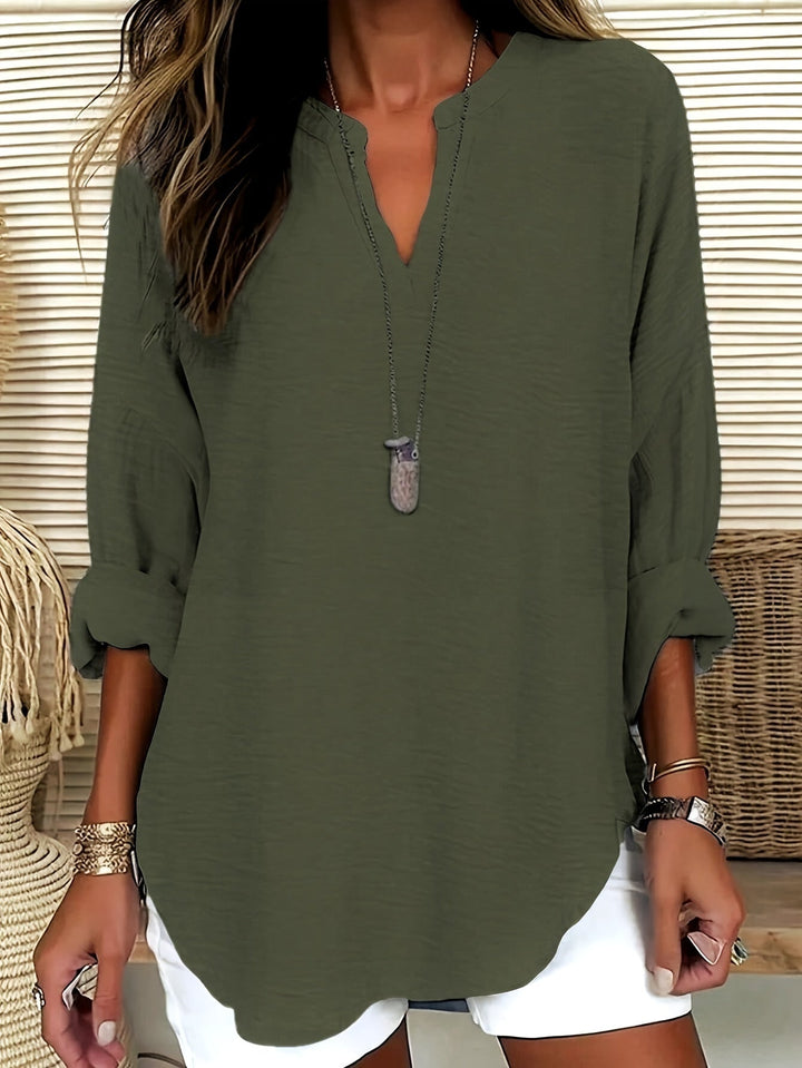 Lucy | Solid Notched Neck Blouse