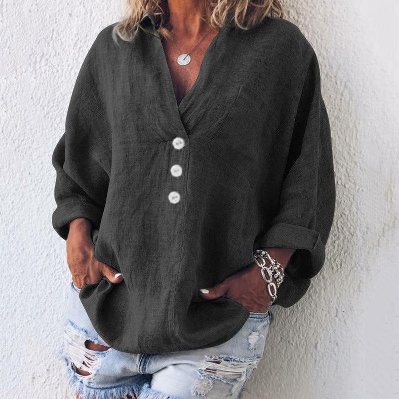 Ophelia™ - Stylish Cotton - Linen Blouse