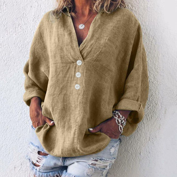 Ophelia™ - Stylish Cotton - Linen Blouse