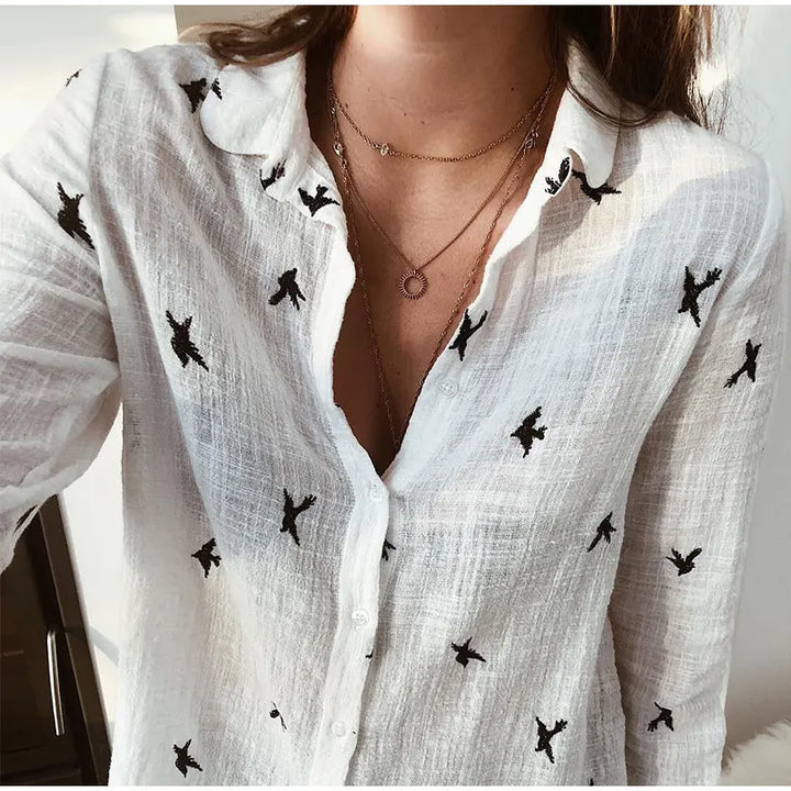 Kylie | Cotton Long Sleeve Shirt Top