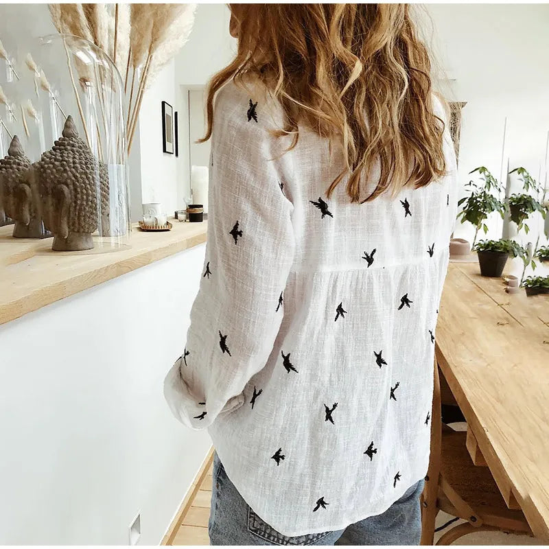 Kylie | Cotton Long Sleeve Shirt Top