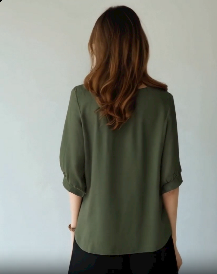 Lucy | Solid Notched Neck Blouse