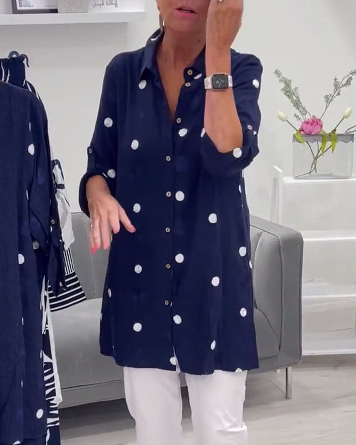 Serena | Navy Polka Dot Shirt