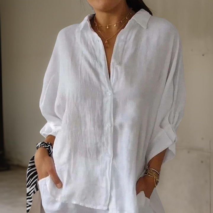 Linda | Elegant Linen Polo Blouse