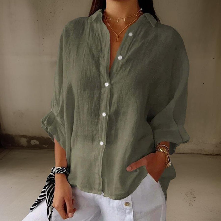 Linda | Elegant Linen Polo Blouse