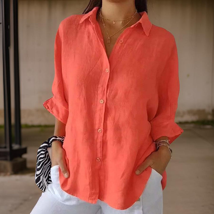 Linda | Elegant Linen Polo Blouse